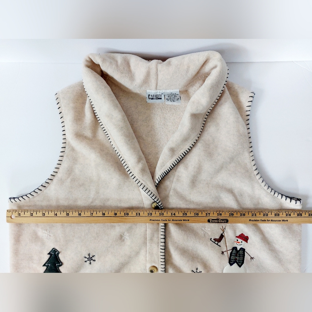 Cream Fleece Ice Skating Christmas Vest 3X Capacity Holiday Olympics Minnesota - Picture 5 of 6